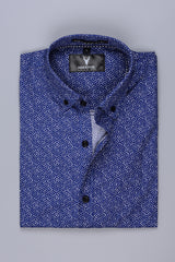 Royal Blue Designer Printed Casual Shirt
