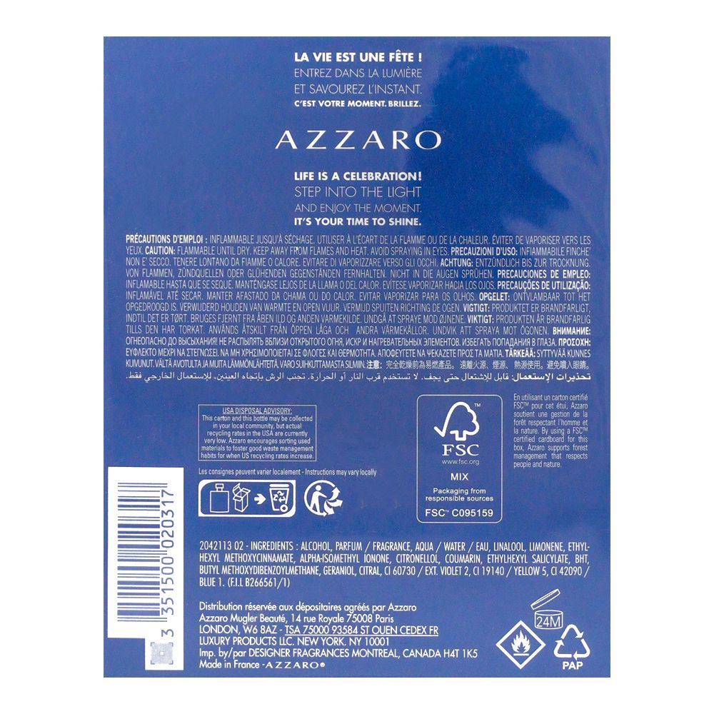 Azzaro - Chrome United For Men Eau de Toilette - Fresh & Masculine Fragrance - 100ml