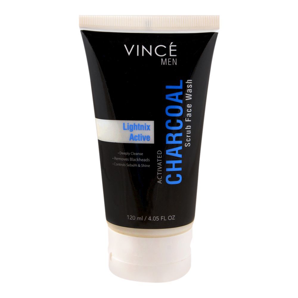 Vince Men Activated Charcoal Lightnix Active Scrub Face Wash Removes Blackheads - 120ml