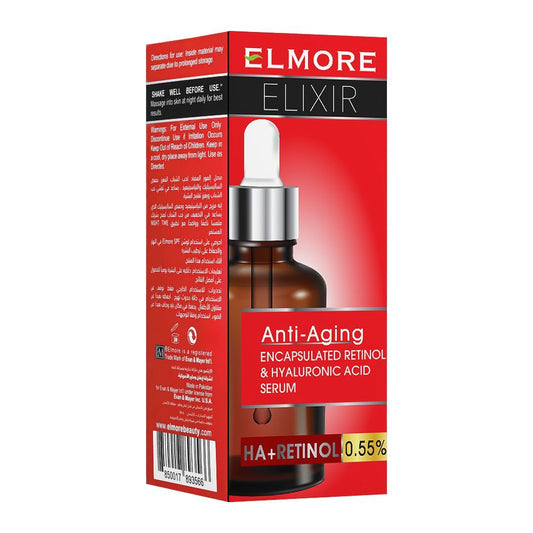 Elmore Elixir Anti-Aging Encapsulated Retinol & Hyaluronic Acid 0.55% Serum - 30ml