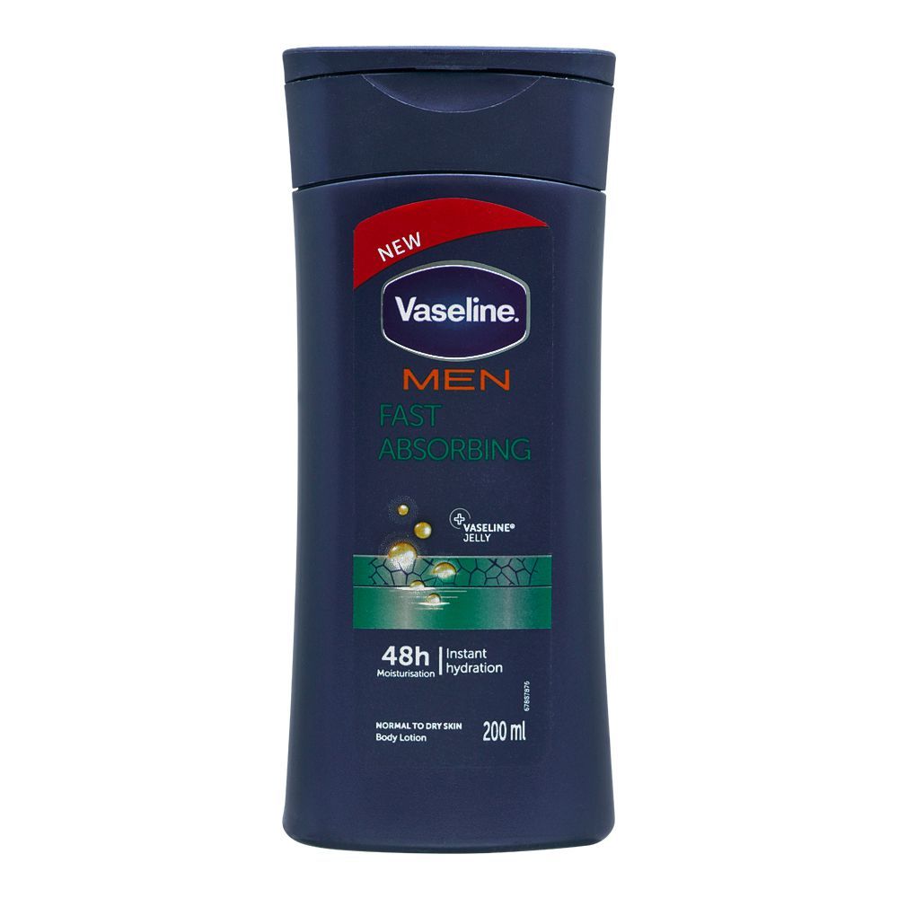 Vaseline Men Fast Absorbing 48H Moisturization Body Lotion Normal To Dry Skin, 200ml