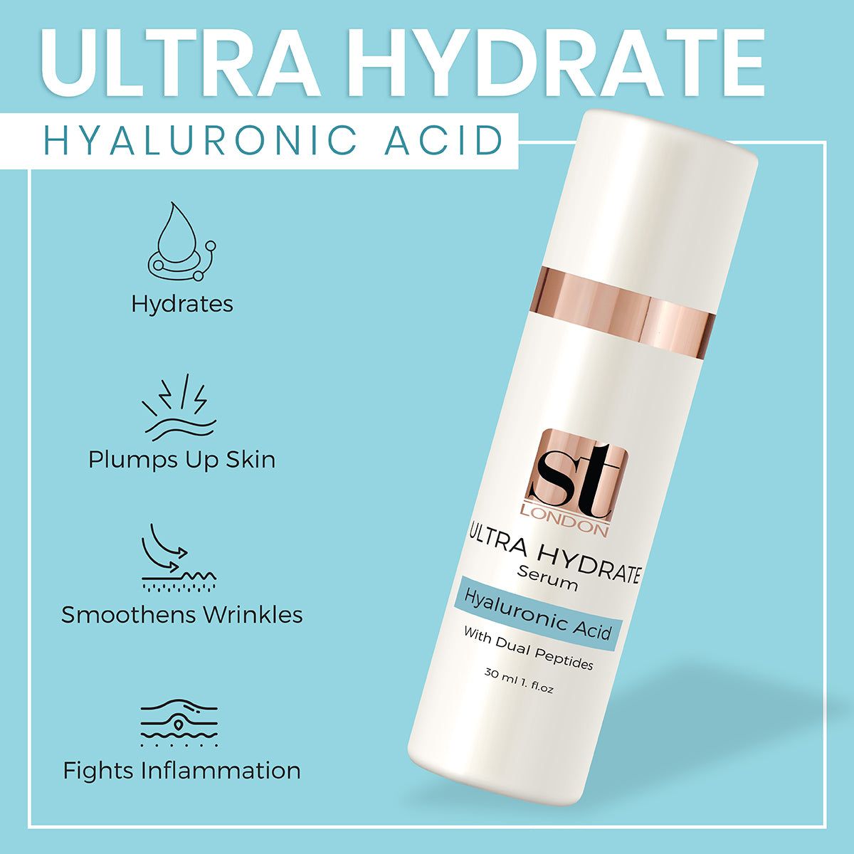 ST London - Hyaluronic Acid With Dual Peptides Ultra Hydrate Serum - 30ml