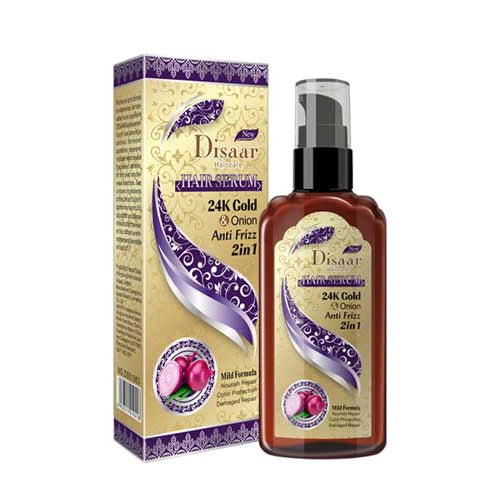 Disaar Hair Serum 2In1 24K Gold & Onion Anti Frizz Mild Formula 120M