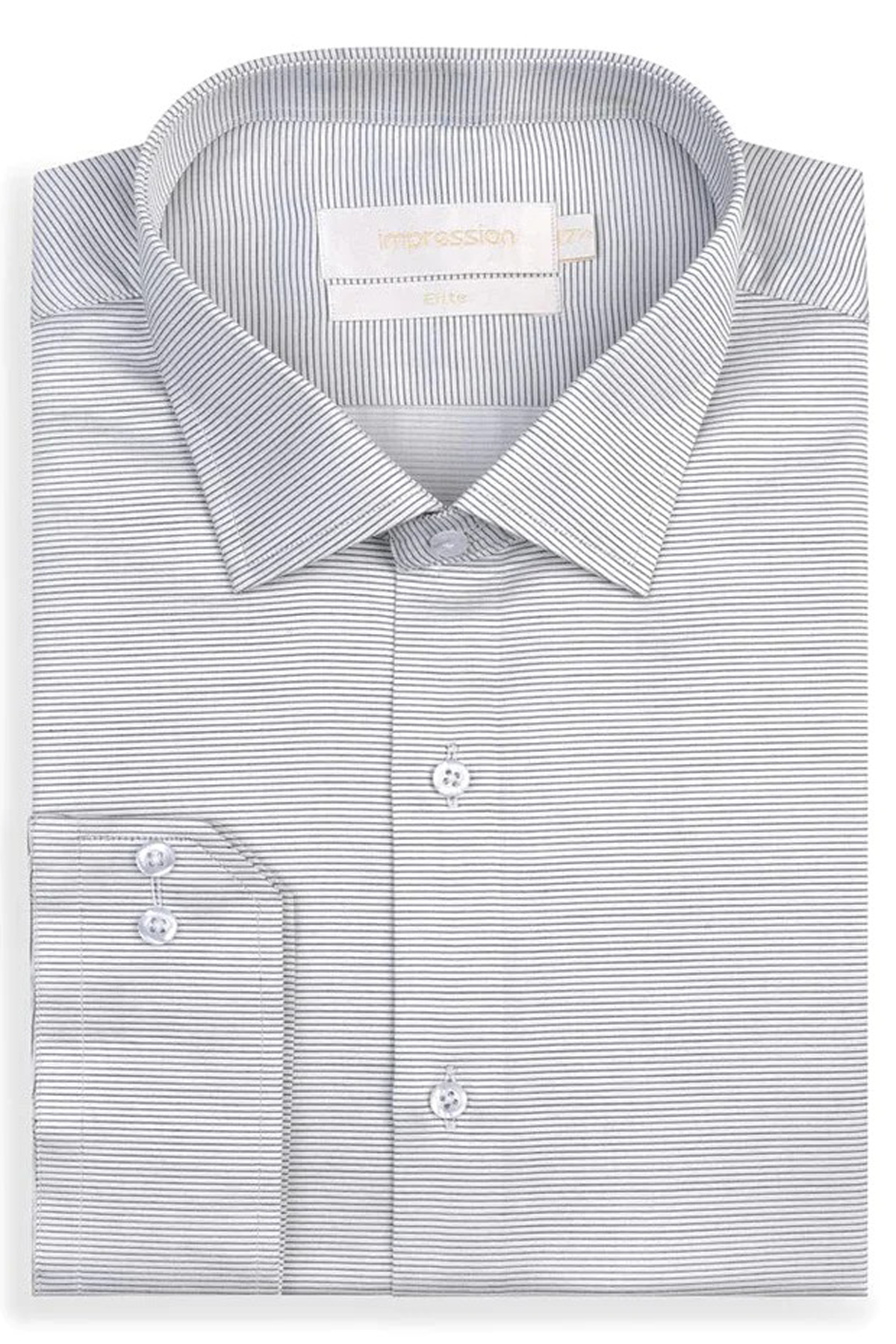 Grey and White Lining Dress Shirt