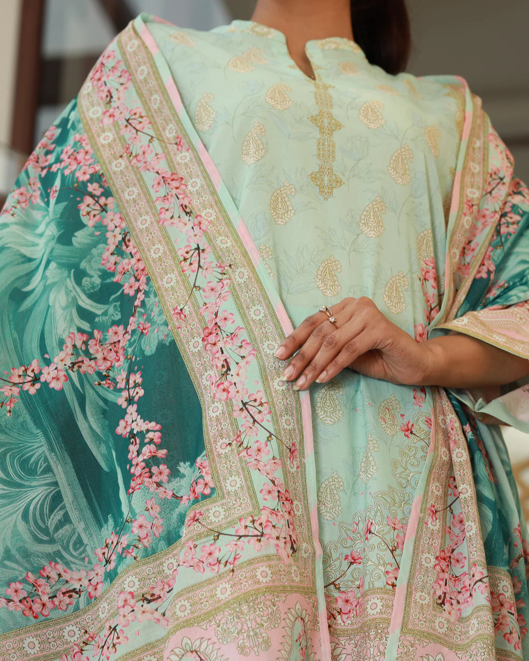 CHAMELI Floral Glam Lawn Digital Print 3 Piece Unstitched Suit