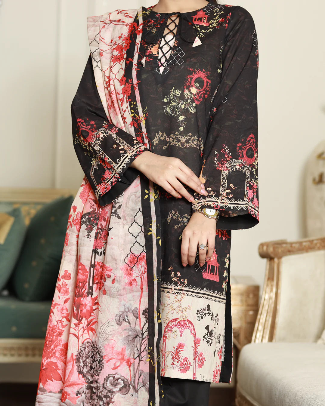 CHAMELI Midnight Elegance Lawn Digital Print 3 Piece Unstitched Suit