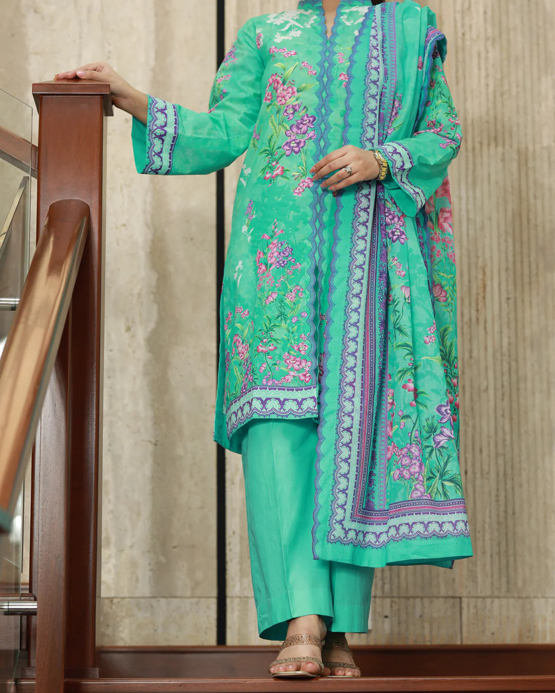 CHAMELI Petal And Sunshine Lawn Digital Print 3 Piece Unstitched Suit