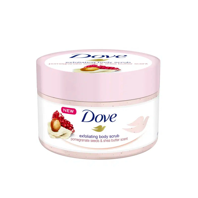 Dove Scrub Pomegranate & Shea Butter For Silky, Soft Skin Body Scrub Exfoliates and Provides Lasting Nourishment 225 ML