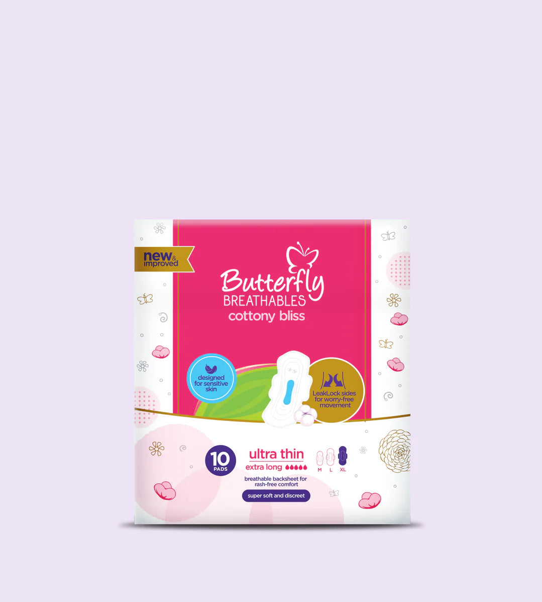 Butterfly Breathables Cottony Bliss Ultra Thin 10 Pads XL