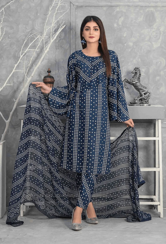 Amna Sohail by Tawakkal Fabrics Malena Printed Linen 3Pc Suit D-7833