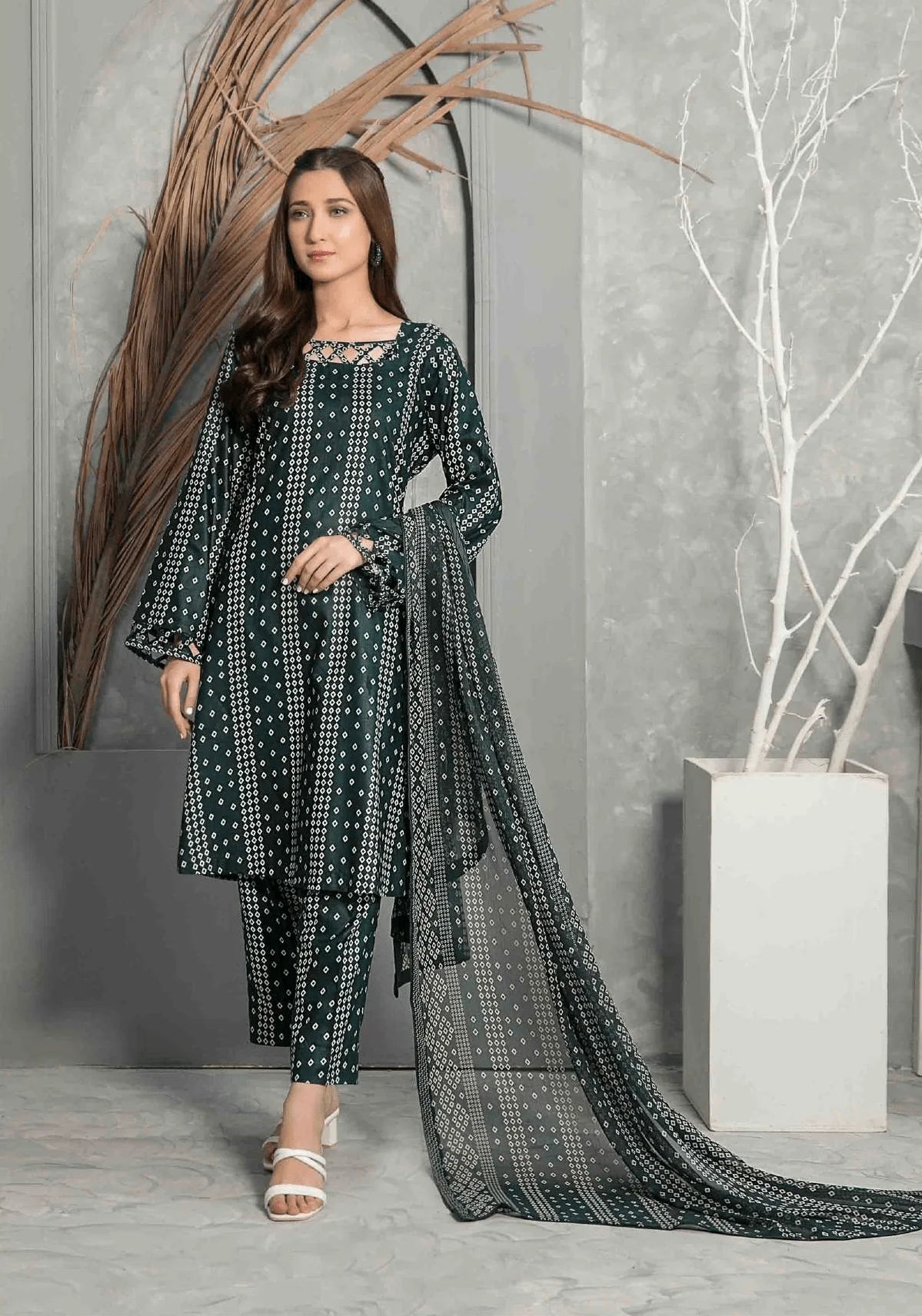 Amna Sohail by Tawakkal Fabrics Malena Printed Linen 3Pc Suit D-7835
