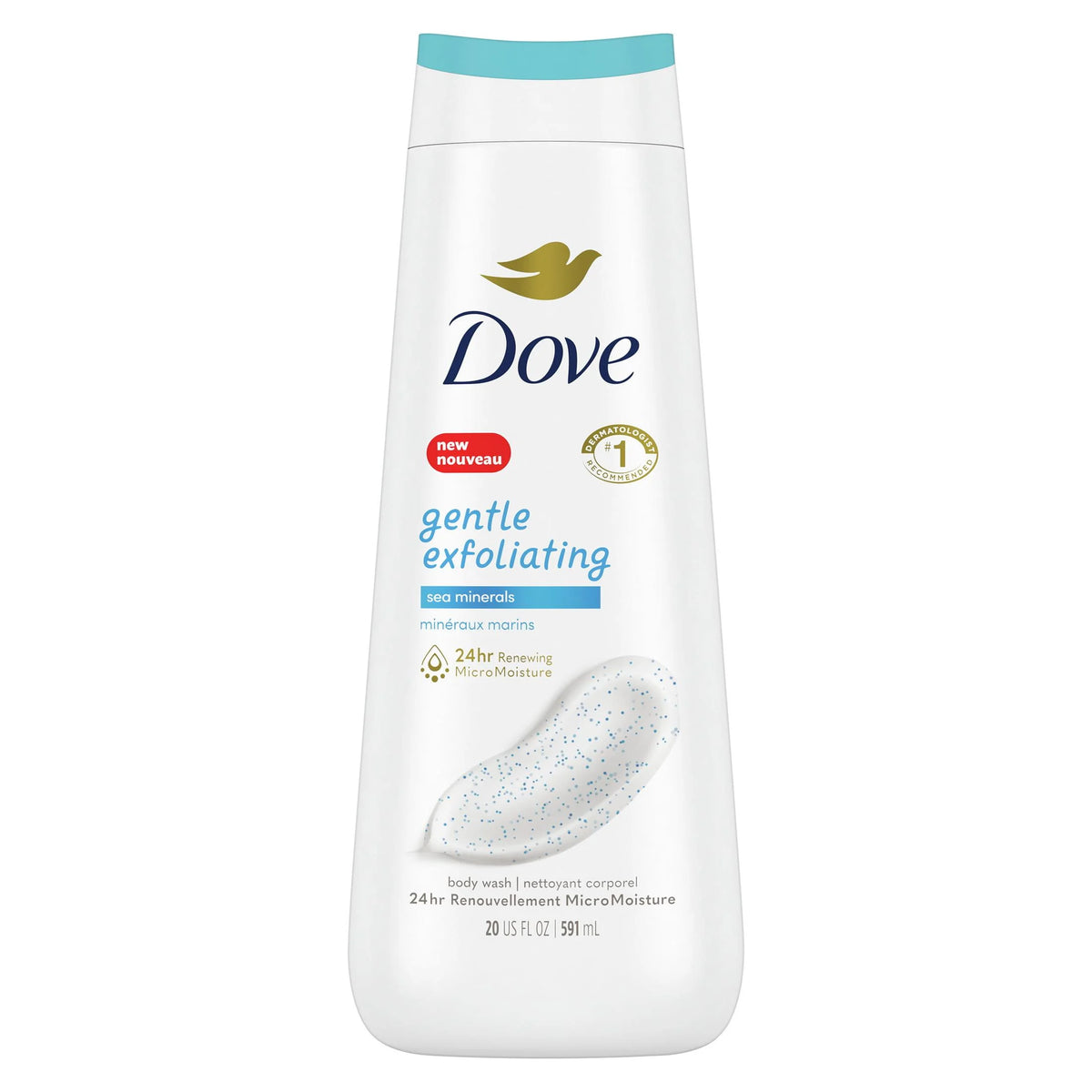 Dove Gentle Exfoliating Long Lasting Body Wash Sea Minerals 24H Moisture 591 ML