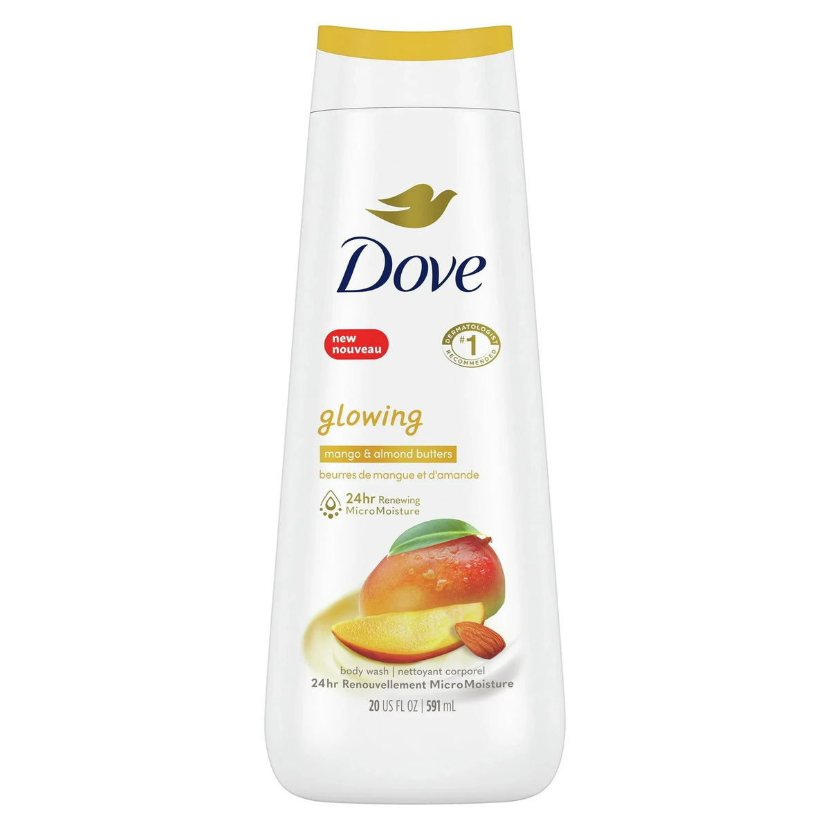 Dove Glowing Long Lasting Gentle Body Wash Mango and Almond Butter 591ML