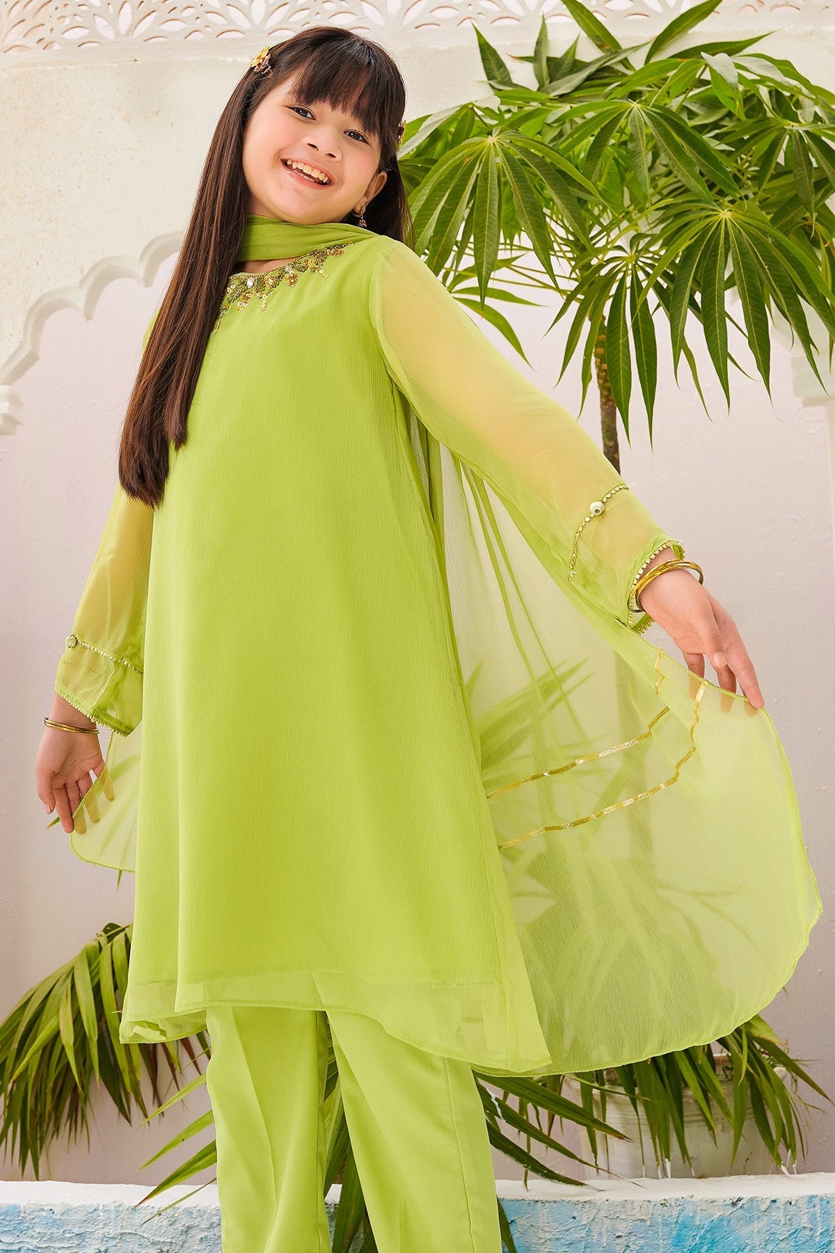 Chiffon Hand Adda Work 3 Pc Suit