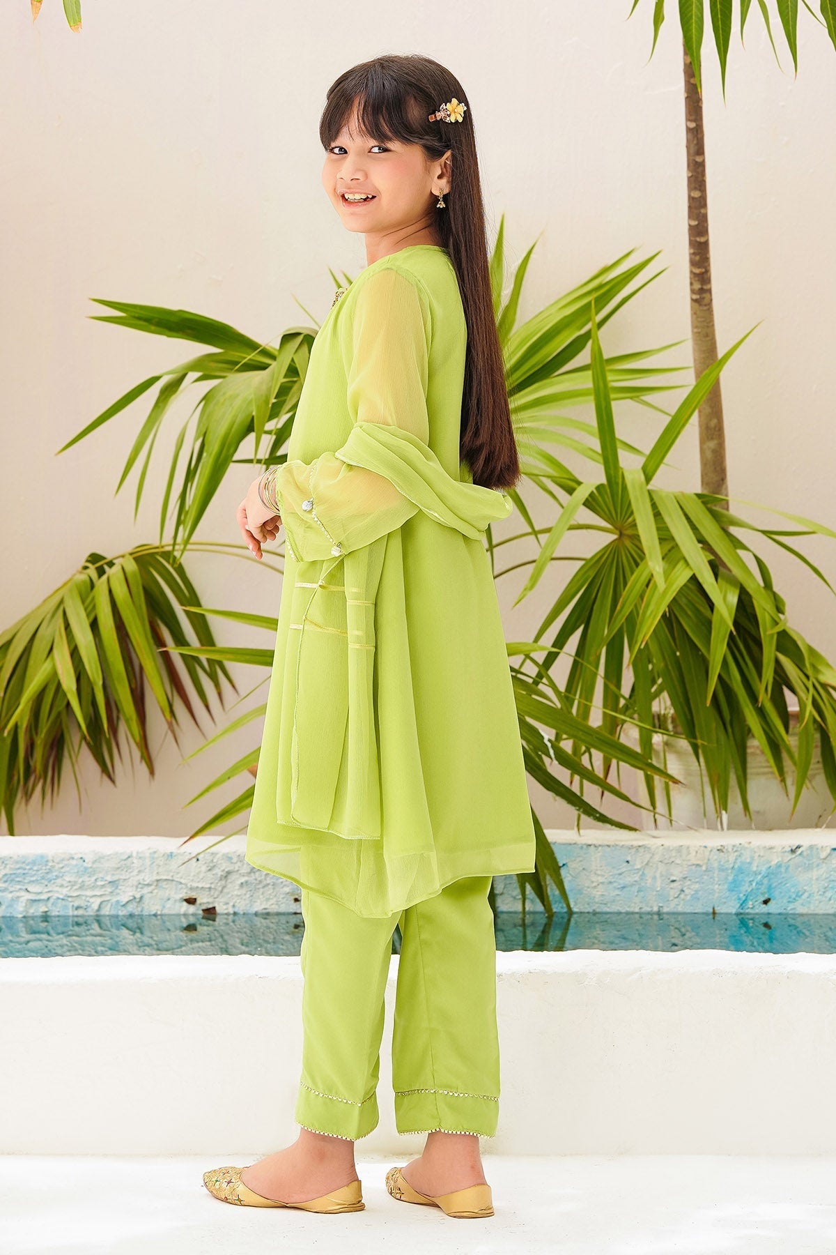 Chiffon Hand Adda Work 3 Pc Suit
