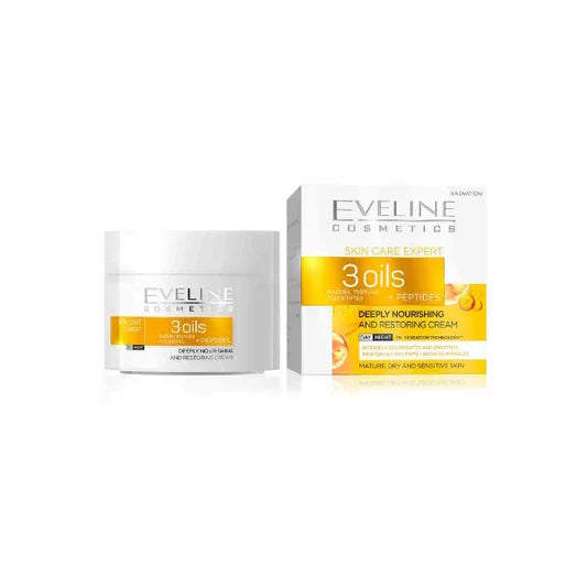 Eveline Skin Care Expert 3 Oils Deeply Nourishing And Restoring Day & Night Cream, 50ml