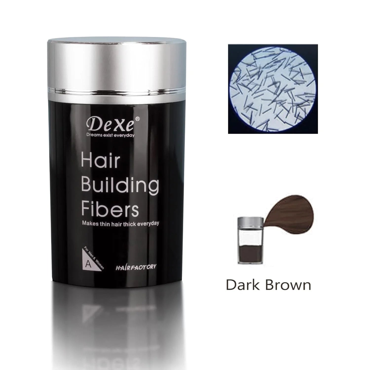 Dexe - Hair Building Fibers No. 2 Dark Brown – Volumizing & Thinning Hair Solution – 28g