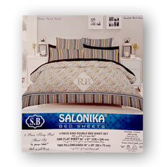 Salonika - Black & Gold Floral Double King Bed Sheet Set - B05