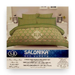 Salonika - Mud Green & Maroon Floral Double King Bed Sheet Set - B11