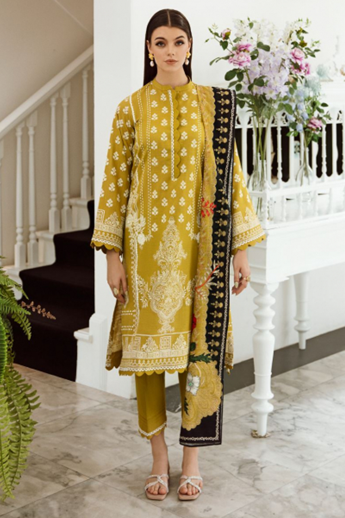 Zellbury  Shirt Shalwar Dupatta - Green - Khaddar Suit - 0753