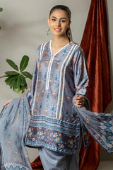 Rashid Textile - 3 Piece – Marine Printed Silk – 8288