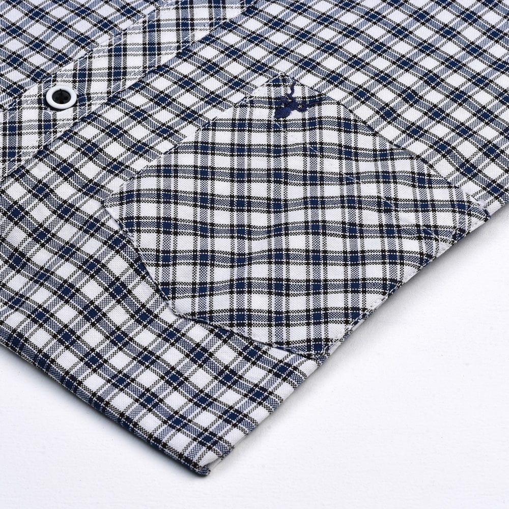 White Blue Checkered Casual Shirt