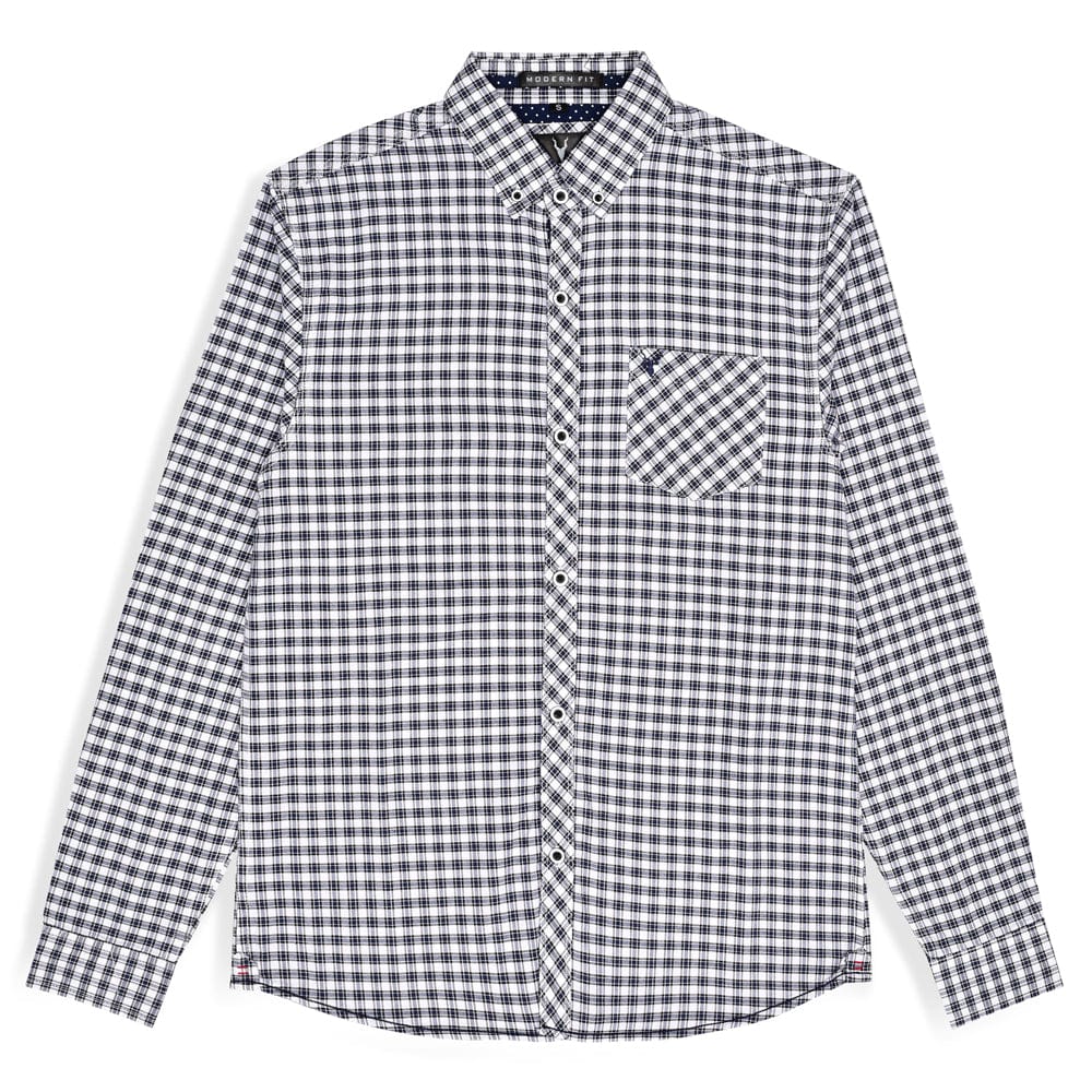 White Blue Checkered Casual Shirt