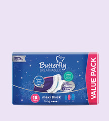 Butterfly Breathables Maxi Thic Pads Large Value Pack - 18 Pads