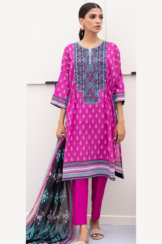 zellbury -Embroidered Shirt Shalwar Dupatta - Pink - Lawn Suit-0419