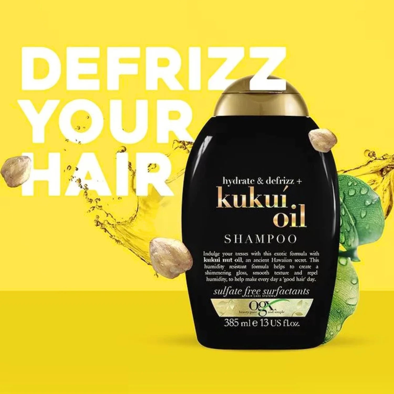 Ogx - Hydrate & Defrizz + Kukui Oil Shampoo - 385ml