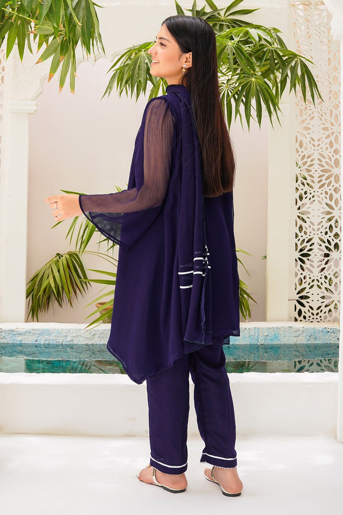 Chiffon Hand Adda Work 3 Pc Suit