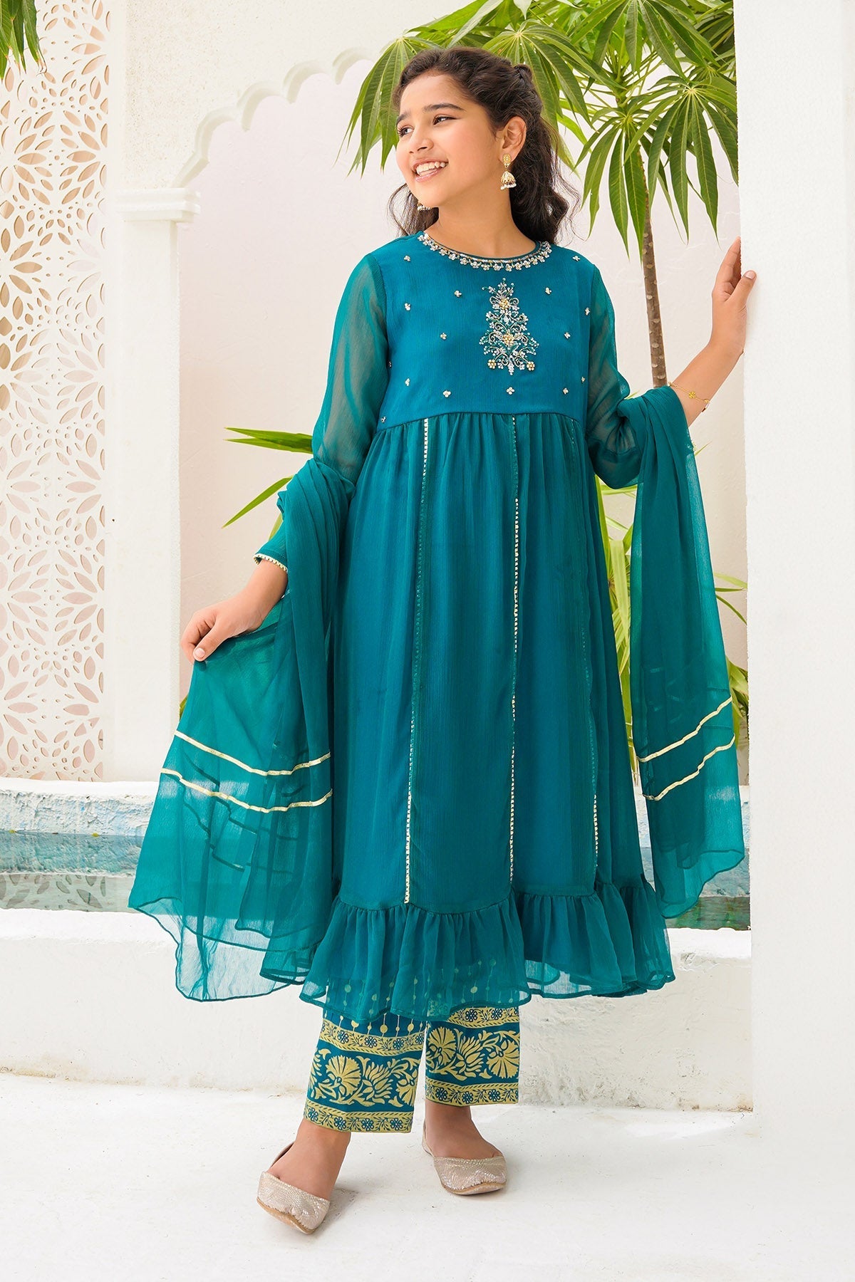 Chiffon Hand Adda Work 3 Pc Suit
