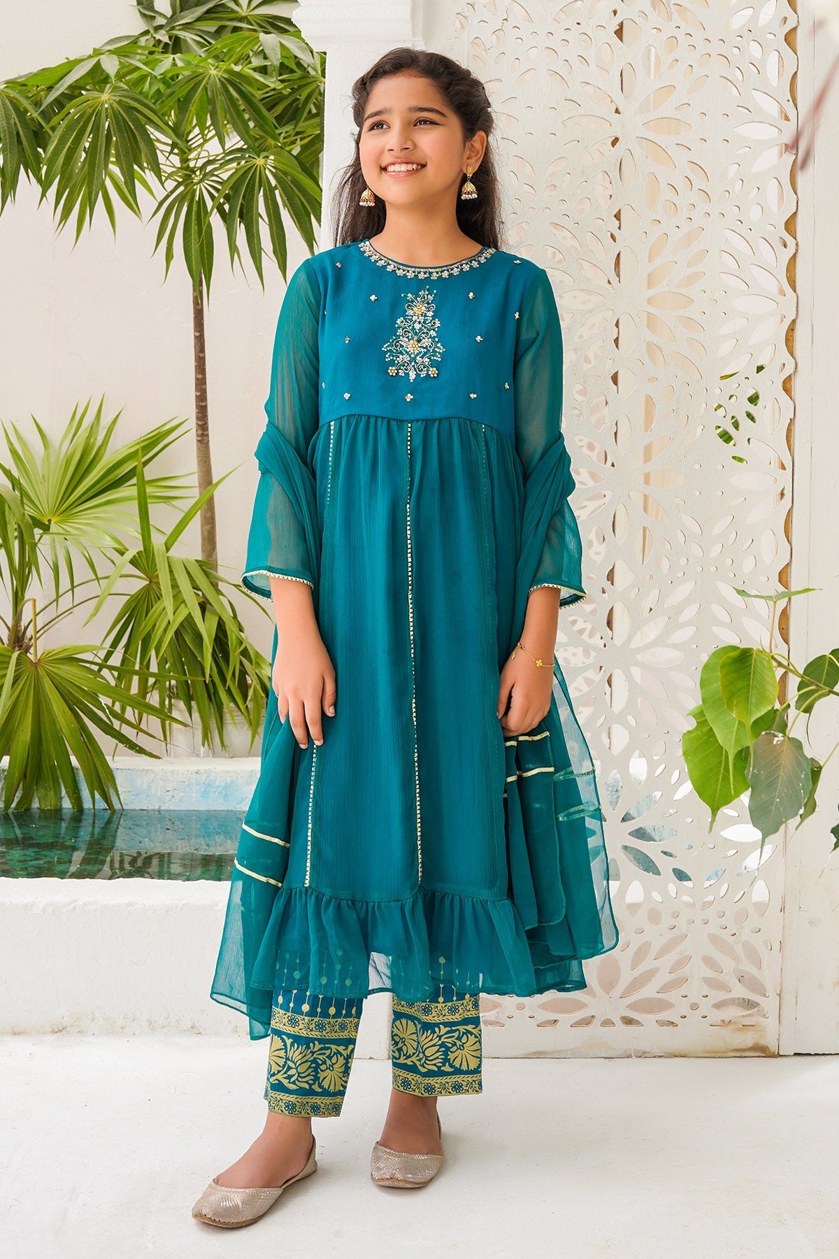 Chiffon Hand Adda Work 3 Pc Suit