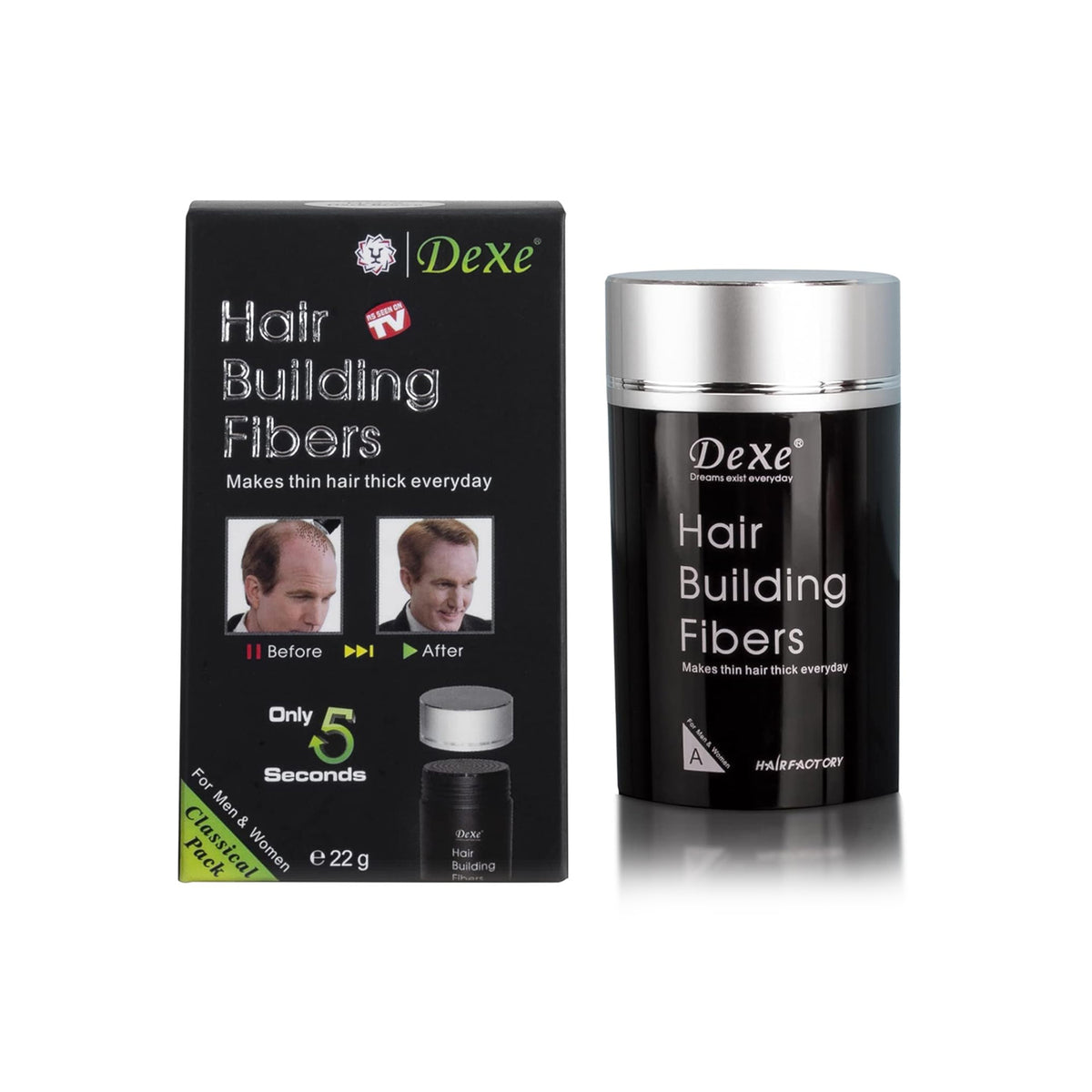 Dexe - Hair Building Fibers No. 2 Dark Brown – Volumizing & Thinning Hair Solution – 28g