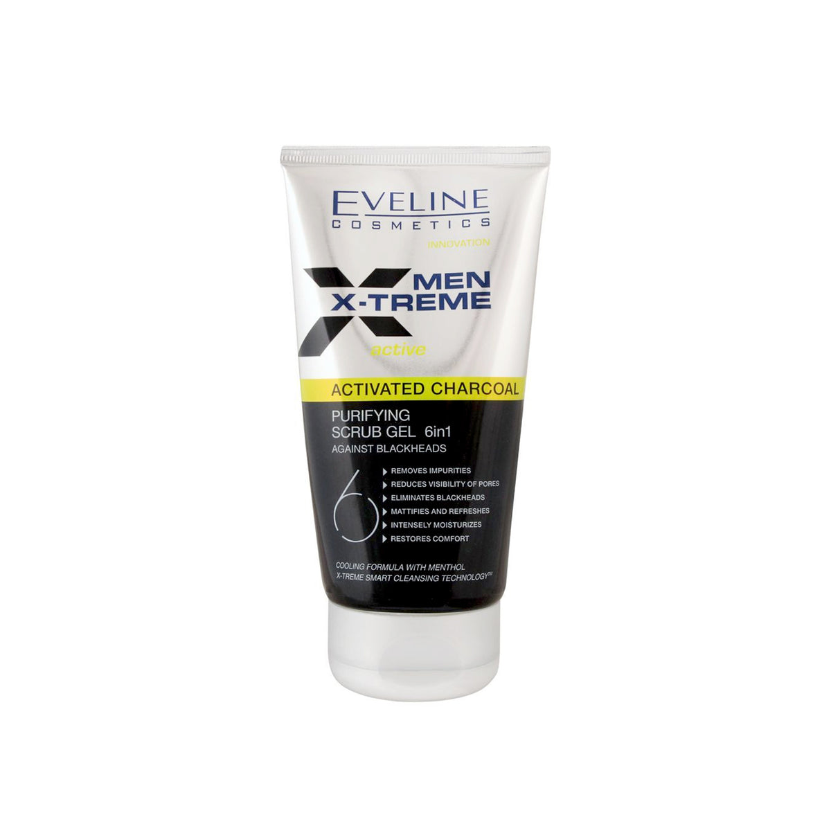 Eveline - Men X-Treme Active Activated Charcoal 6-In-1 Purifying Scrub Gel - 150ml