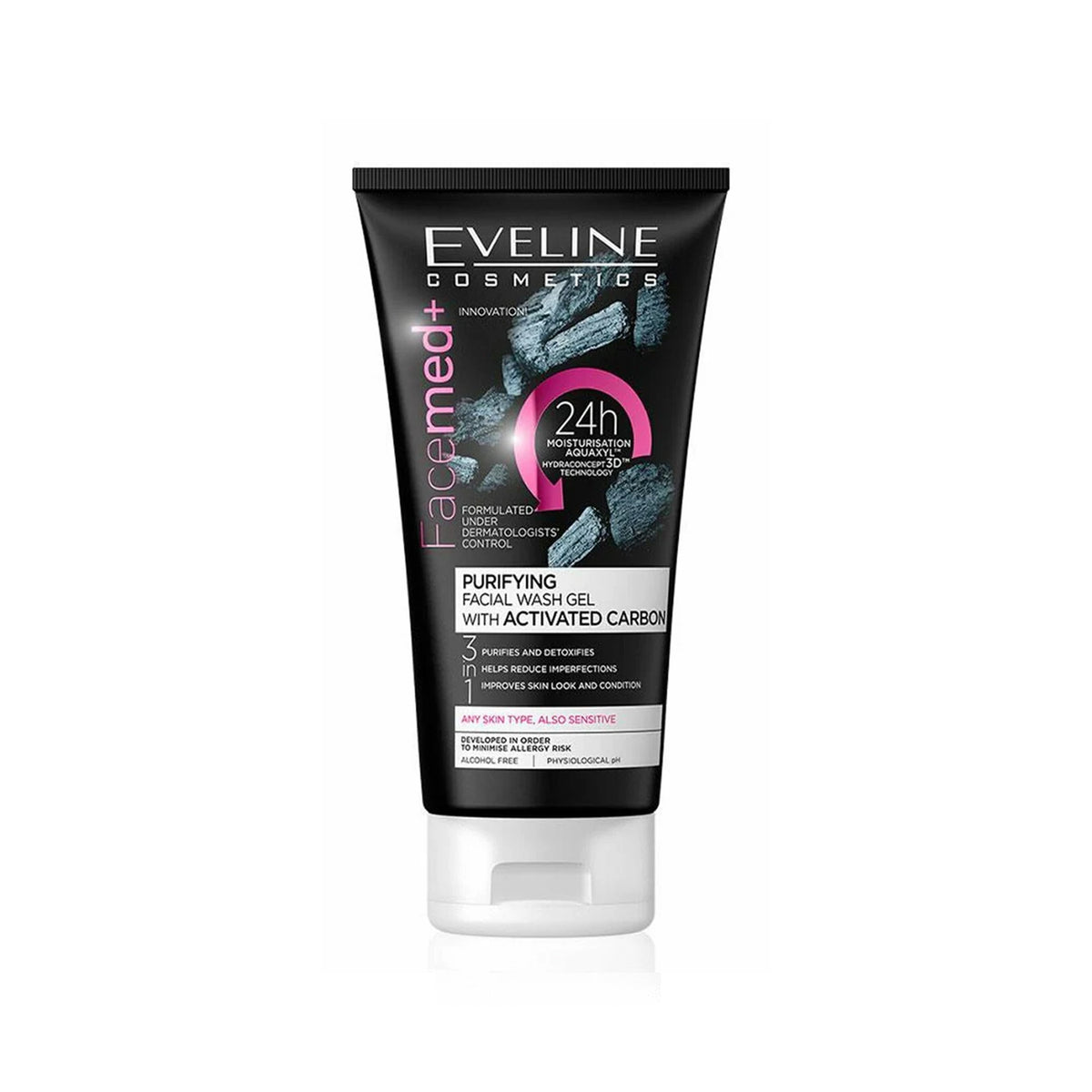 Eveline - Purifying Facial Wash Gel with Activated Carbon - Deep Cleansing & Detoxifying Gel - 150ml