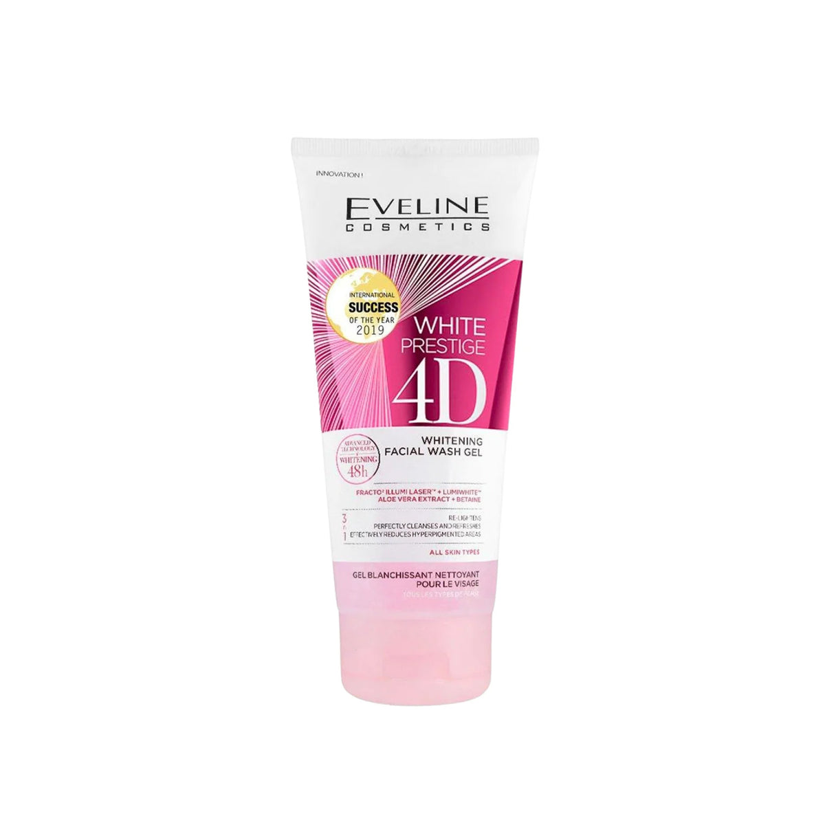 Eveline - White Prestige 4D Whitening Facial Wash Gel - Radiance-Boosting Cleanser with Marigold & Aloe Vera - 150ml