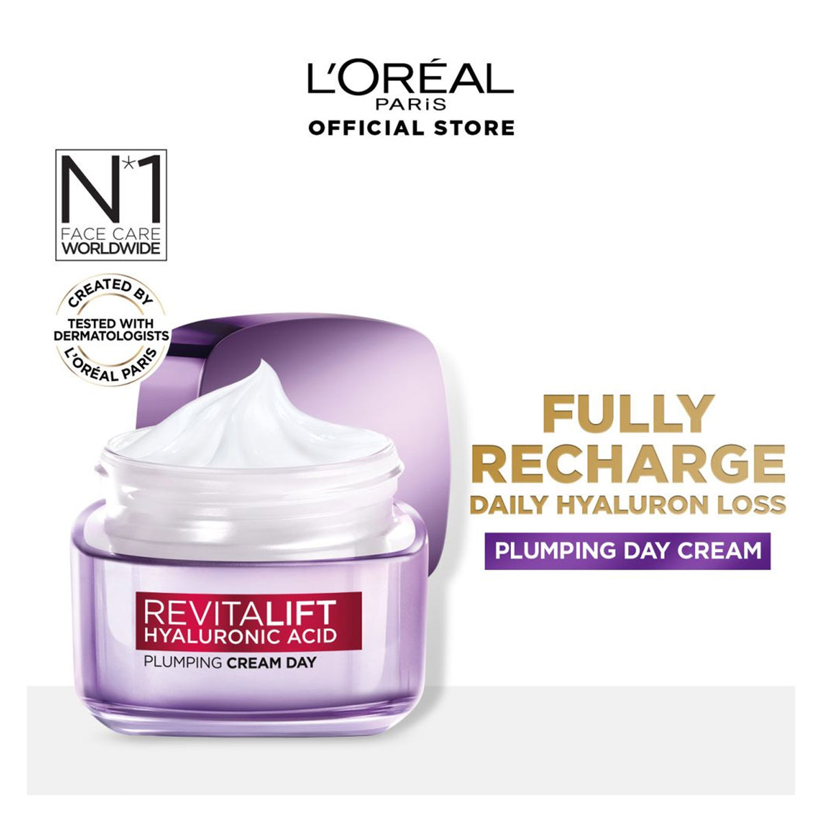 Loreal Paris - Revitalift Hyaluronic Acid Plumping Day Cream - 50 ml