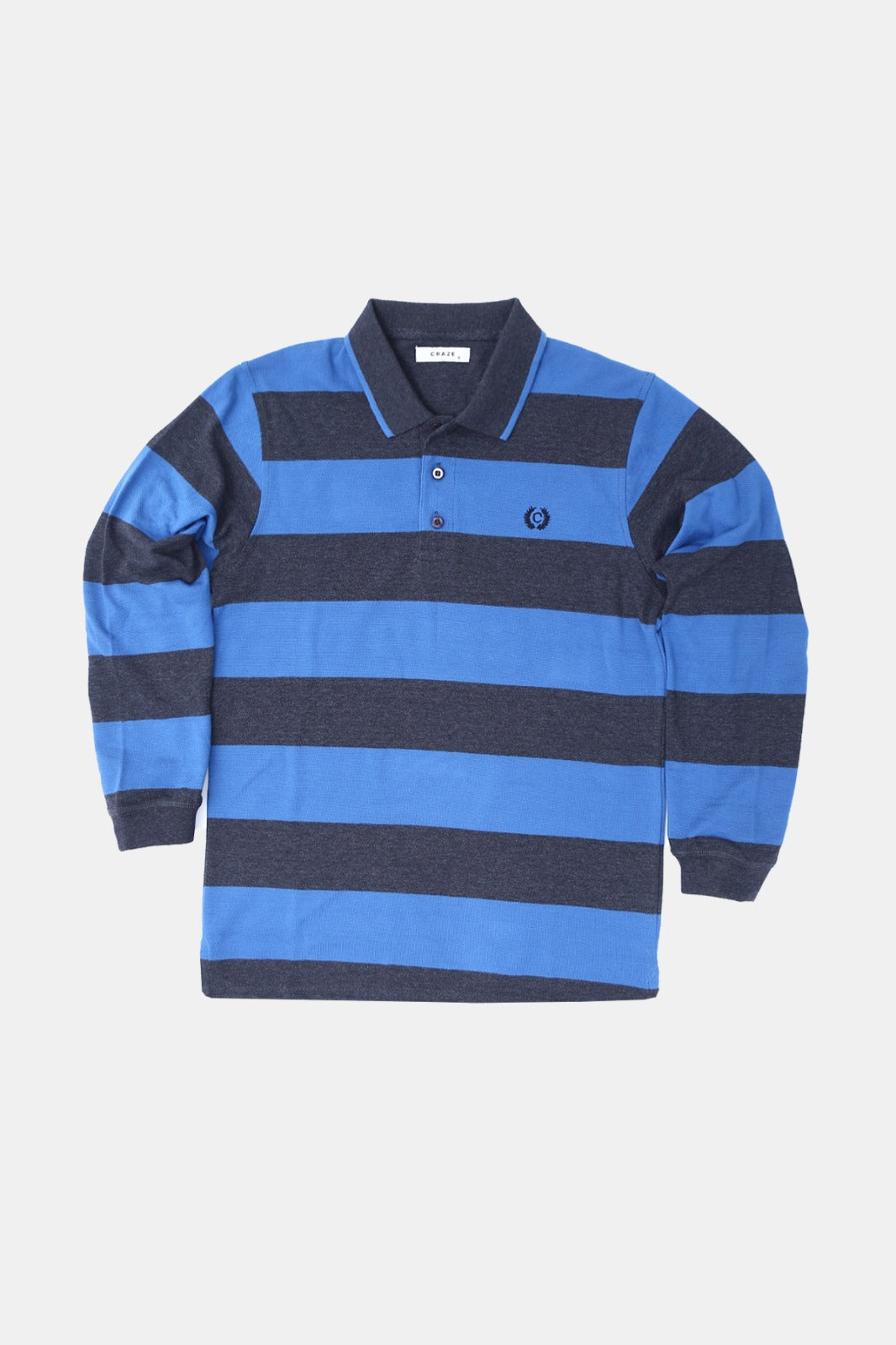 Blue and Grey striped Full Sleeves Polo