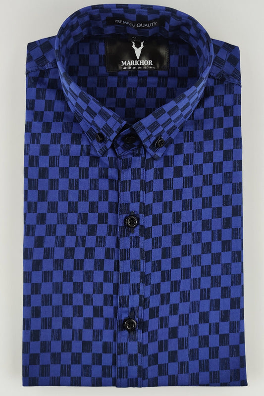 Royal Blue Printed Shirt