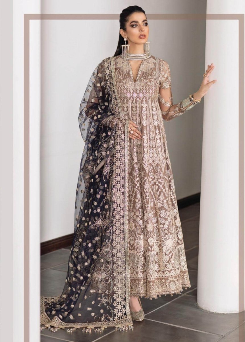 Baroque Chantelle Embroidered Net Unstitched 3Pc Suit EC-07