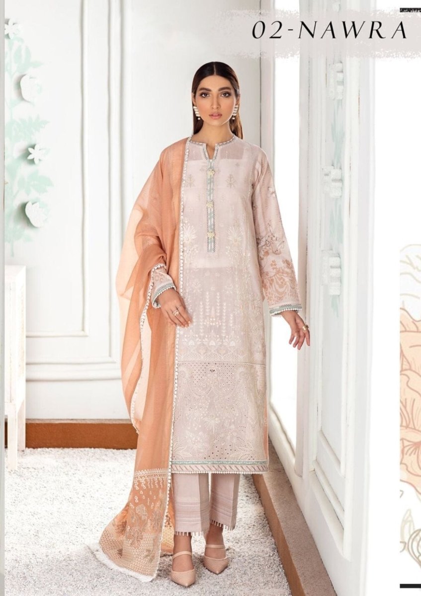 Ladies Un-Stitch Baroque Fuchsia Lawn 21 D#02 (NAWRA)