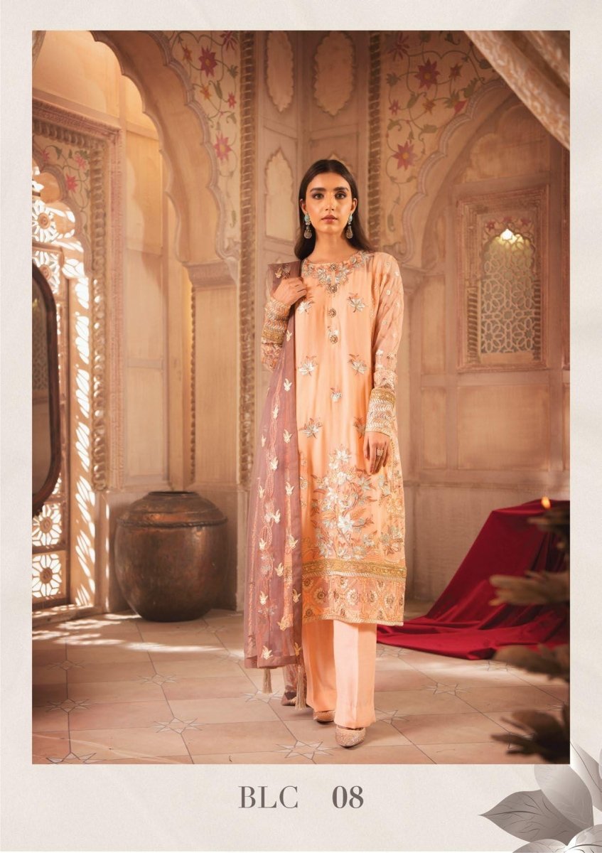 Blanche Fashion Embroidered Chiffon Unstitched 3 Piece BLC-08