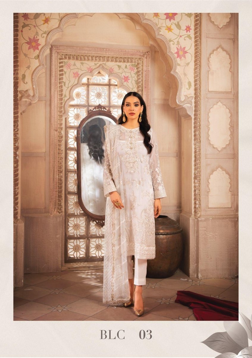 Blanche Fashion Embroidered Chiffon Unstitched 3 Piece BLC-03