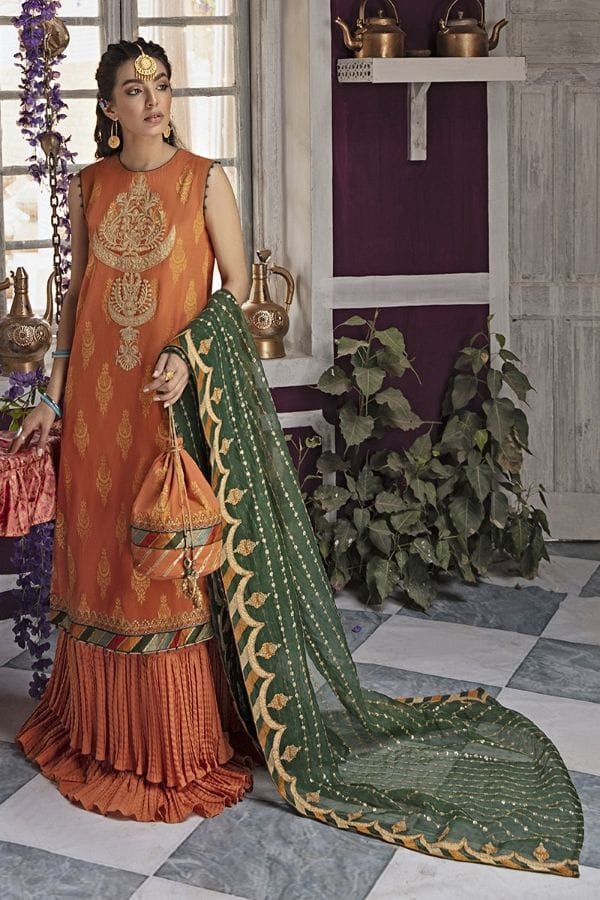 Ladies Un-Stitch Cross Stitch Rim Jhim Luxury Eid'21 (JAHAN ARA B)