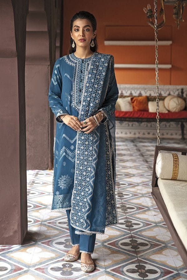 Ladies Un-Stitch Cross Stitch Rim Jhim Luxury Eid'21 (NOOR-E QAMAR B)