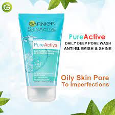 Garnier Pure Active Anti Blemish & Shine Daily Deep Pore Wash, 150ml