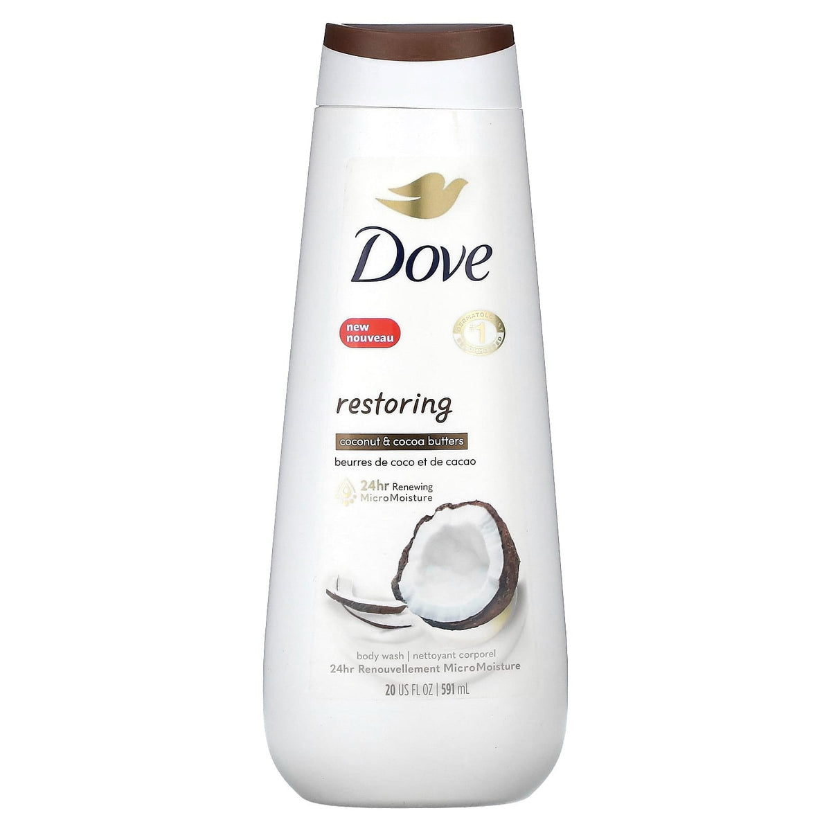 Dove Restoring Coconut & Cocoa Butters Body Wash 24Hrs Moisture 591ML