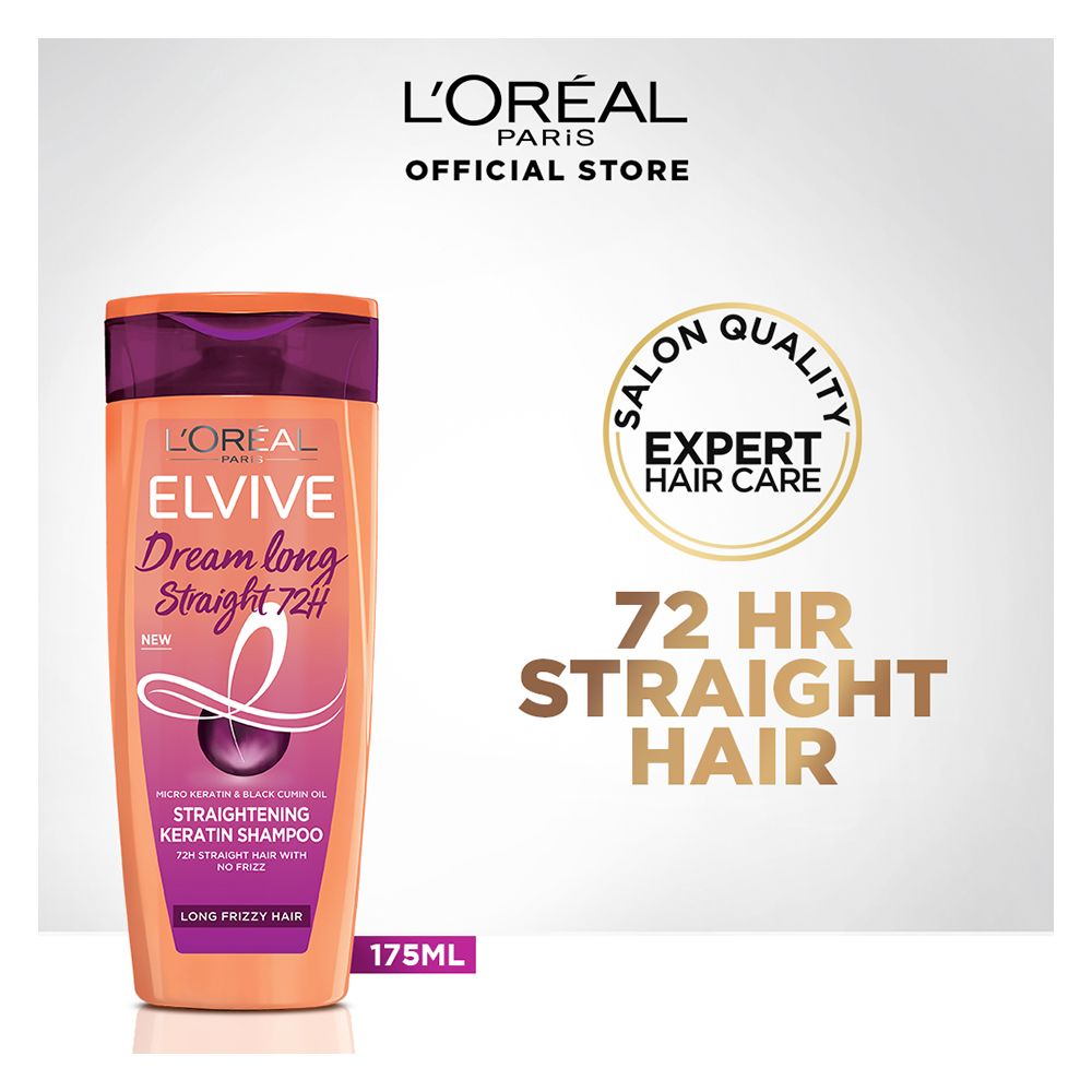 Loreal Paris - Elvive Dream Long Straight 72Hrs Straightening Keratin Shampoo - 175ml