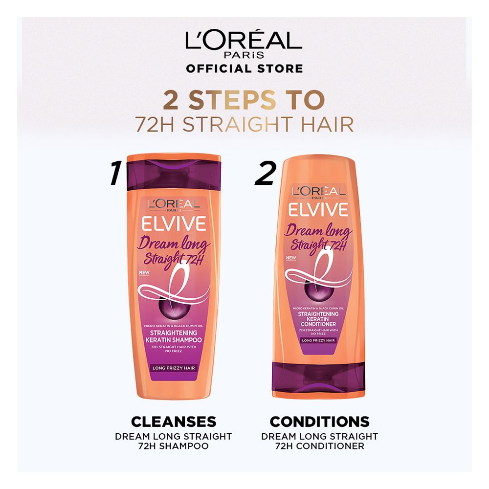 Loreal Paris - Elvive Dream Long Straight 72Hrs Straightening Keratin Shampoo - 175ml